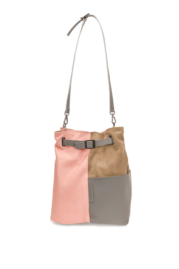 Shoulder bag in grey and pink leather