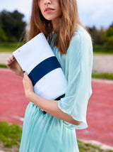 Clutch bag white dress outfit