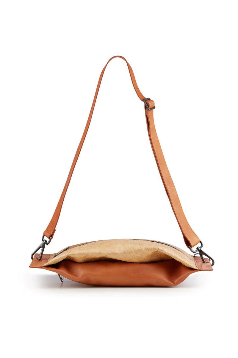 Women Shoulder bag brown leather and kraft 
