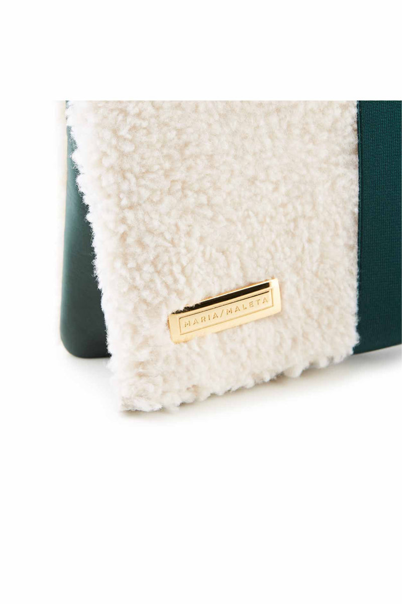Shearling white Clutch bag One Bag Two sides to choose