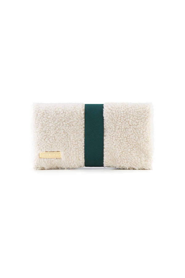 Shearling white clutch bag 