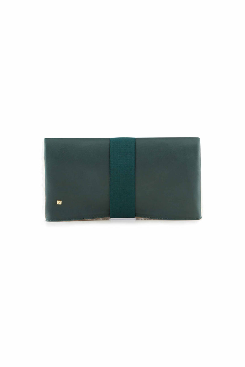 DARK Green leather clutch HANDBAG