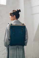 woman laptop backpack navy blue