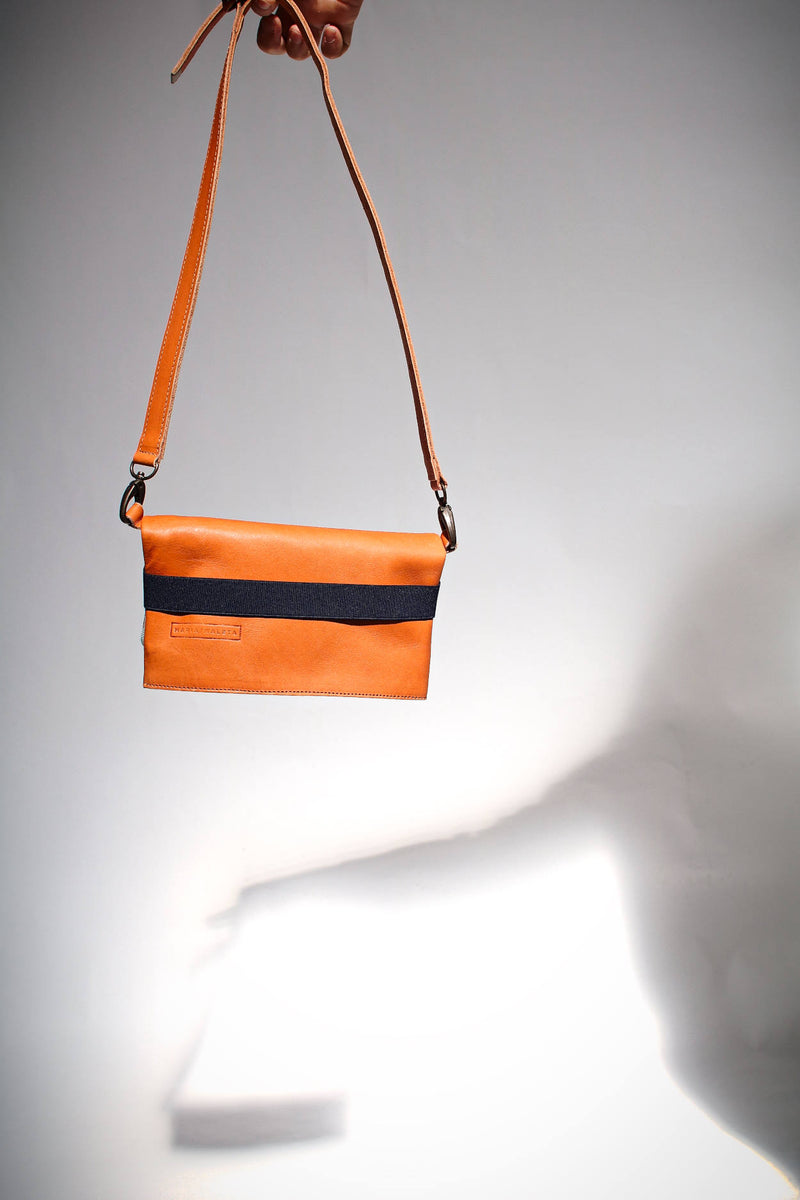 belly bag in orange leather