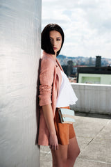 women belt bag in light blue