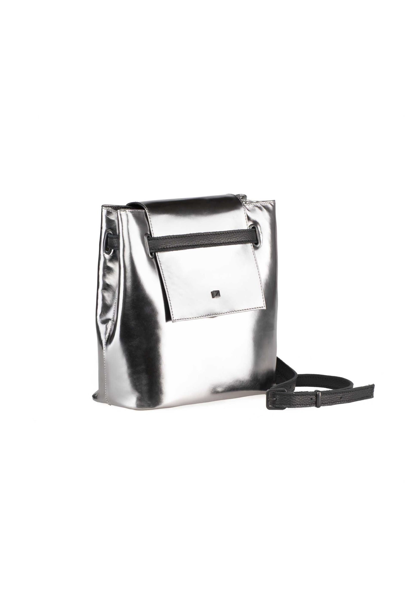 Small shoulder bag Metallic silver leather – Maria Maleta