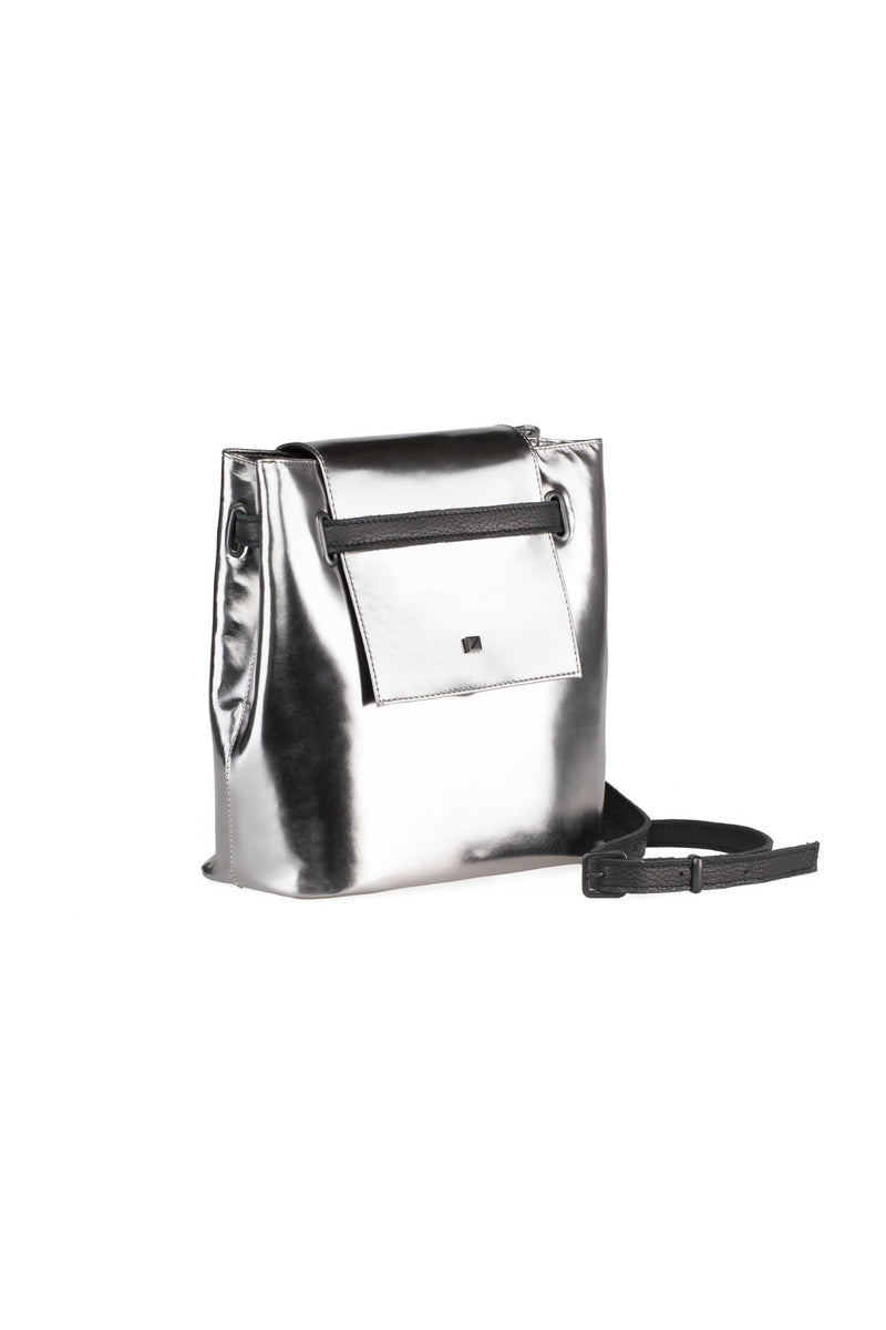 Small shoulder bag  Metallic silver leather – mariamaleta