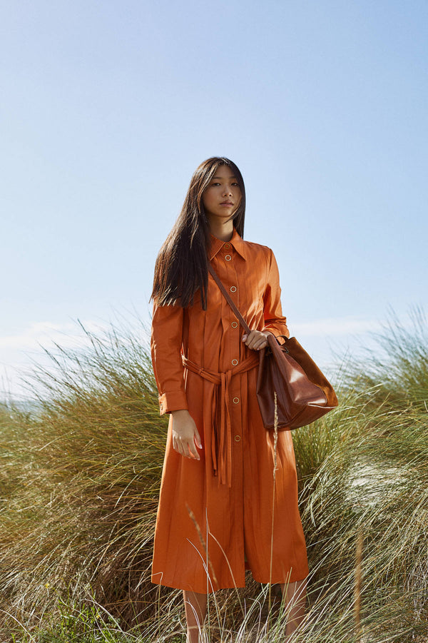SQUARE SHOULDER BAG IN BROWN LEATHER AND SUEDE
